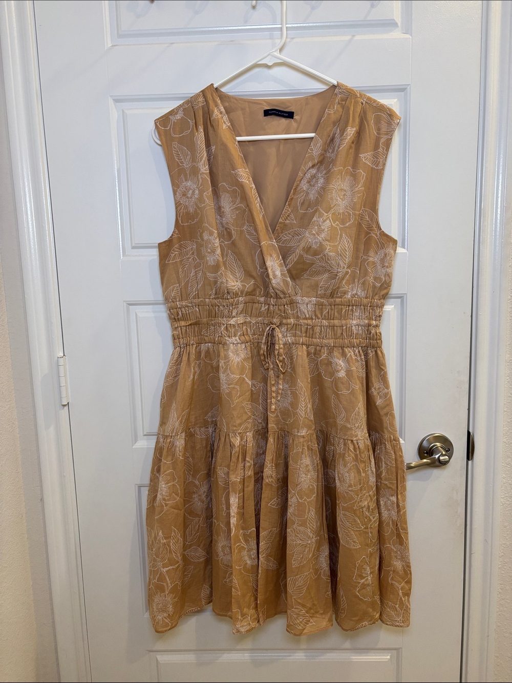 Tommy Hilfiger Floral Cotton Surplice Tiered Midi Dress